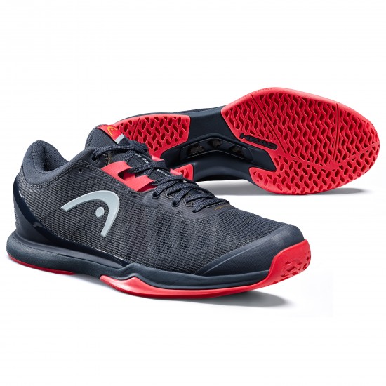 Head Sprint Pro 3.0 Tennis Shoe - Midnight Navy / Neon Red