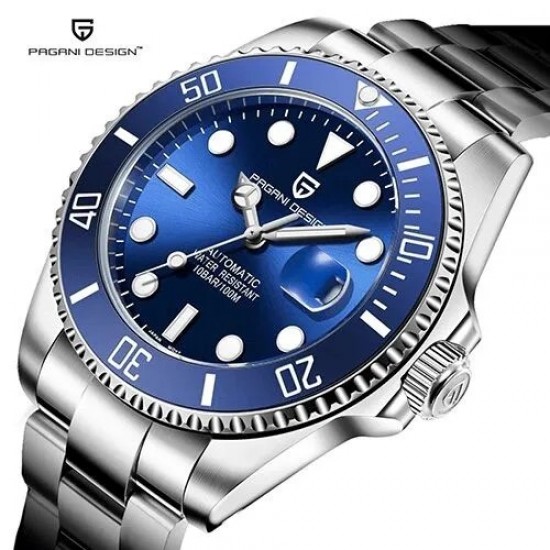 PAGANI DESIGN AUTOMATIC SUBMARINER STAINLESS STEEL WATCH - PD-1639-BLUE 