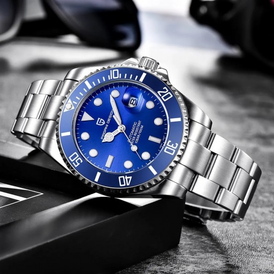 PAGANI DESIGN AUTOMATIC SUBMARINER STAINLESS STEEL WATCH - PD-1639-BLUE 