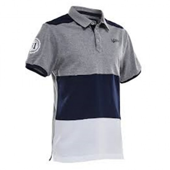 Salming Evergreen Polo-Grey Melage, Navy and White